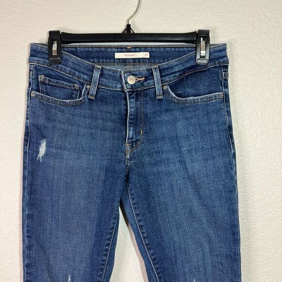 Levi's Women's 711 Skinny Jeans Distressed Denim 5 Pocket Medium Wash Size 27 - Picture 2 of 7